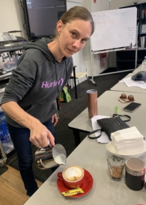 Student pictured making coffee