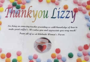 Thank you card to Trainer Lizzy pictured